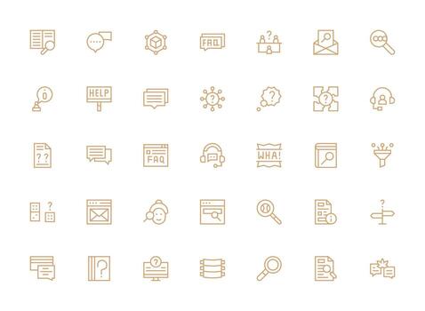 Query Icon Set with 35 Regular Clean Line Graphics vector