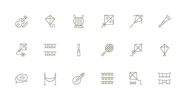 String Visual Pack containing 18 Minimal Line Icons vector