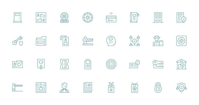 Access Control Icon Collection with 32 Thin Line Designs vector