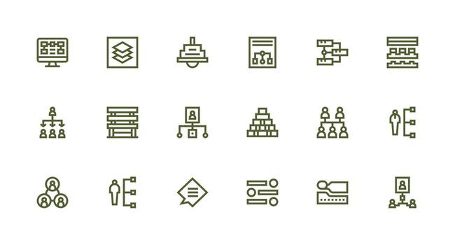 Hierarchy Set with 18 Strong Stroke Line Icons vector