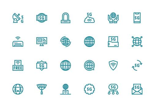 24 Thick Line Line Icons for Internet Access Graphics vector