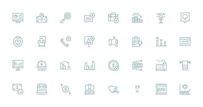 32 Icons for Decline in Thin Line Format vector