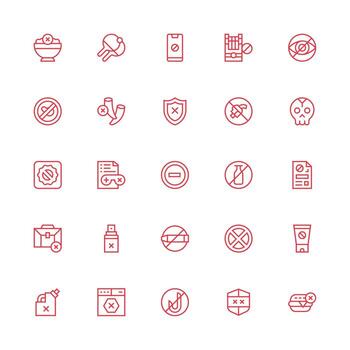 25 Medium Stroke Outline Style Icons from Not Allowed Collection vector