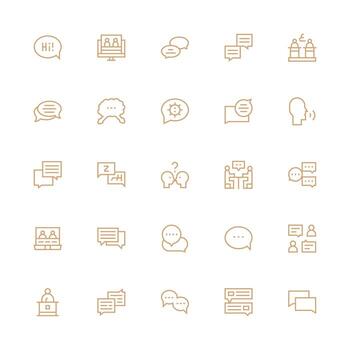 25 Medium Stroke Outline Icons for Dialogue Graphics vector