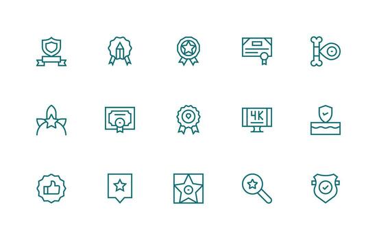 Quality Set with 15 Regular Line Icons vector
