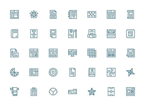 Regular Clean Line Style Template Icons with 35 Vectors