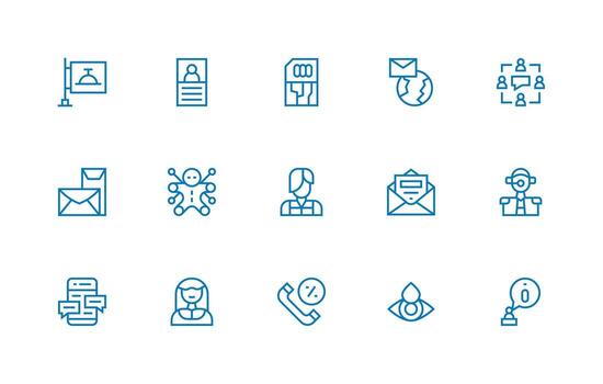 15 Icons for Contact in Regular Line Format vector