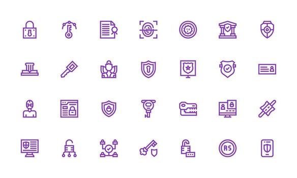 Authentication Set with 28 Bold Line Icons vector