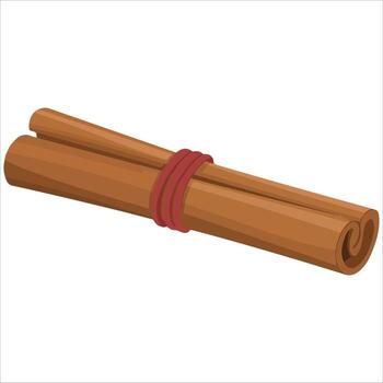 Cinnamon stick with red string illustration vector