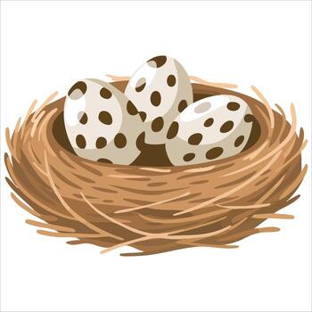 spring wildlife scene featuring eggs in a woven nest art isolated on white background vector