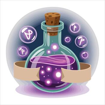 magic potion flask collection with colorful liquids art isolated vector