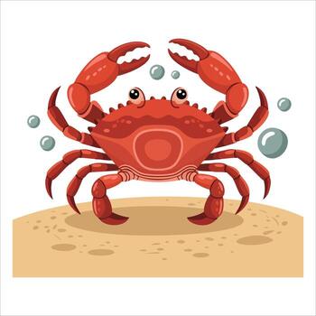 detailed red crab with textured claws and shell art isolated on white background vector