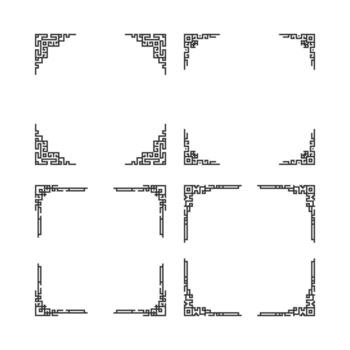 The four white frames are all different shapes and sizes. They are all black and have a clean, minimalist look. The frames are arranged in a grid, with each one slightly overlapping the one next to it vector