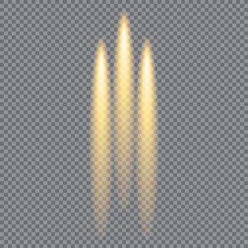 Three bright yellow lights are shining on a clear background. The lights are arranged in a row, with the middle one slightly taller than the other two. The overall effect is one of brightness vector