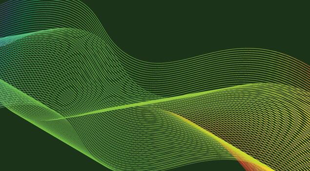Wavy Blend Curved Lines Background Design Green Colorful Gradient Abstract Illustration vector