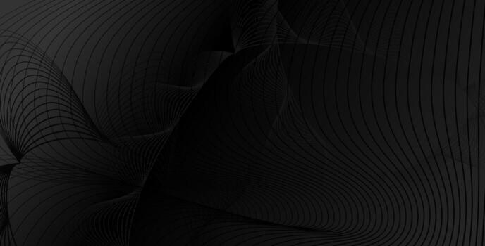 Black abstract background with a modern wavy line pattern in monochrome. Premium stripe texture for banners, business backdrops, or branding. vector