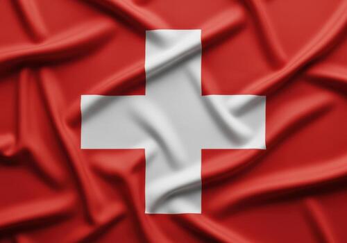 Abstract swiss flag with textured red background photo