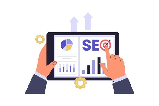 Interactive SEO Data Analysis on Tablet vector