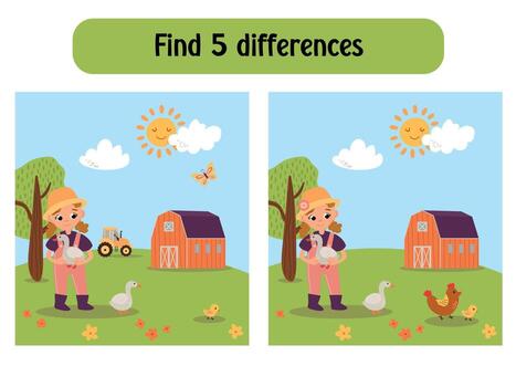 Kids activity farm picture puzzle vector