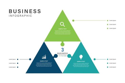3 Steps of Business in Triangular Loop Infographic and Business Icons vector