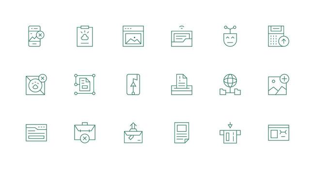 Upload Set with 18 Minimal Line Icons vector