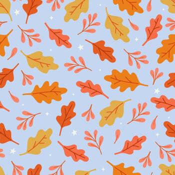 Simple seamless pattern with autumn oak leaves. graphics. vector