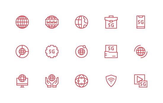 Internet Access Set with 15 Regular Line Icons vector
