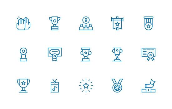 Recognition Design Icons featuring 15 in Regular Line Style vector