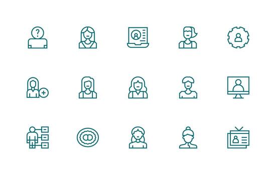 User Account featuring 15 Icons in Regular Line Design vector