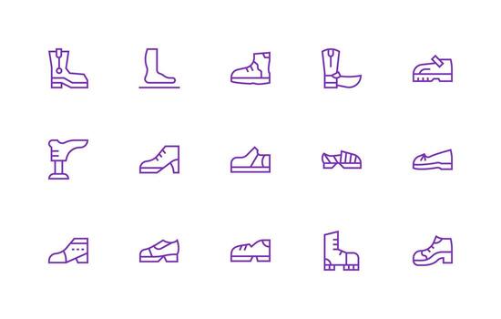Regular Line Icons from Boot Set with 15 Vectors