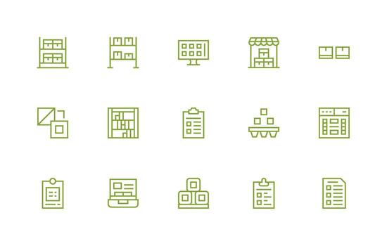 Boxes Set with 15 Regular Line Icons vector