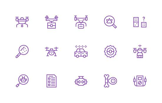 Inspection Icon Set with 15 Regular Line Graphics vector