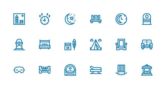 Rest Icon Set with 18 Strong Stroke Line Graphics vector