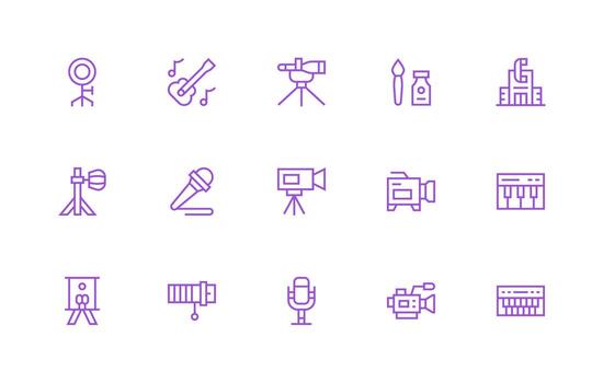 Studio featuring 15 Icons in Regular Line Design vector