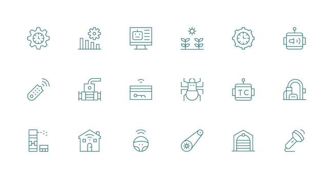 Automation Visual Pack containing 18 Minimal Line Icons vector