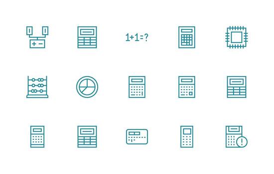 Arithmetic Design Icons featuring 15 in Regular Line Style vector