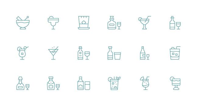 Minimal Line Icons from Barware Set with 18 Vectors