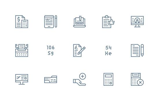 Data Entry Icon Set with 15 Regular Line Graphics vector