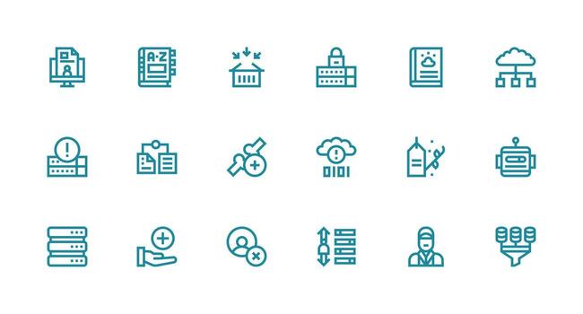 18 fuerte carrera línea estilo íconos desde base de datos colección vector