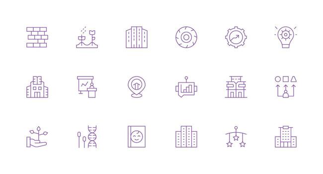 18 Minimal Line Style Icons from Development Collection vector
