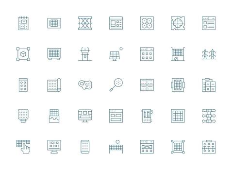 Light Line Icons from Grid Set with 35 Vectors