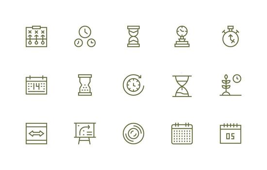 Timeline Icon Set with 15 Regular Line Graphics vector