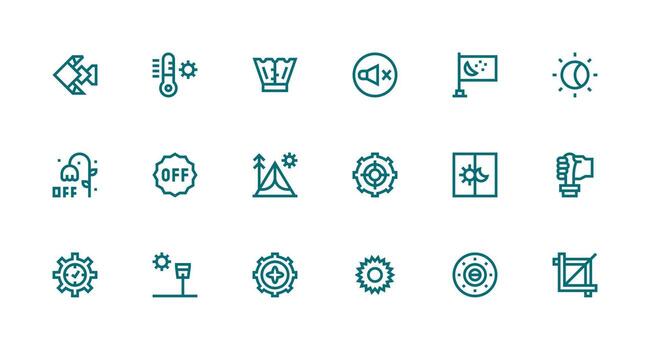 Strong Stroke Line Icons from Setting Set with 18 Vectors