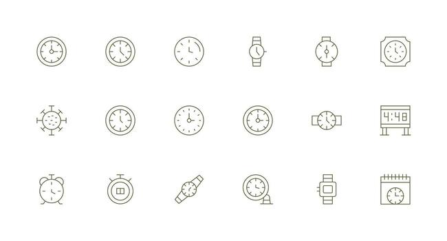 18 Icons for Hour in Minimal Line Format vector