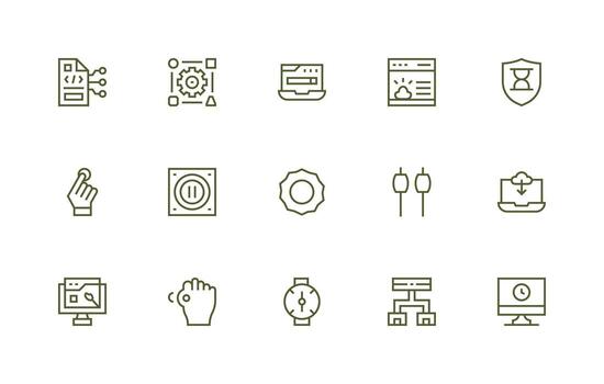 software icono colección con 15 regular línea diseños vector