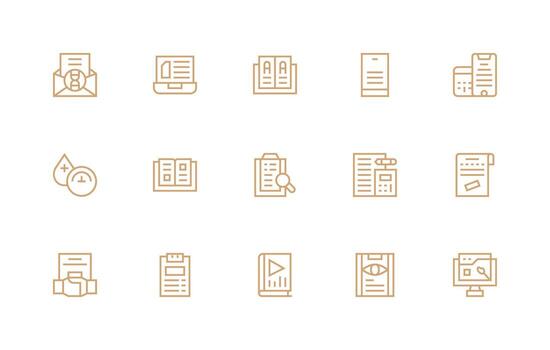 15 Regular Line Icons for Report Graphics vector