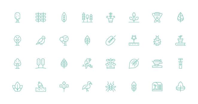 32 Icons for Ecosystem in Thin Line Format vector