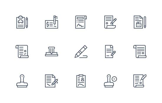 15 Regular Line Icons for Signature Graphics vector