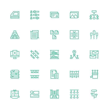 Multiple Design Icons featuring 25 in Medium Stroke Outline Style vector