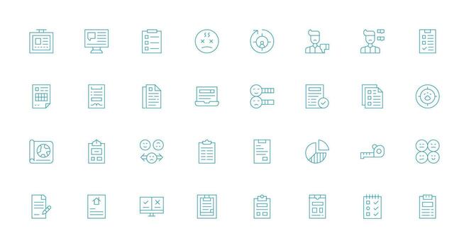 Survey Design Icons featuring 32 in Thin Line Style vector
